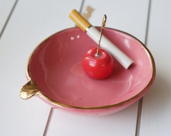 Mid-Century Modern Gilded Ashtray Set