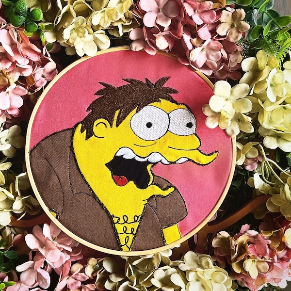 Barney Gumble Barney Burp Hoop Art or Towel - Funny Barney Simpsons Embroidery Decor