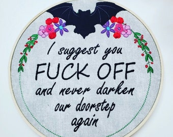 Laszlo What We Do In The Shadows Quote Hoop Art - WWDITS Laszlo Nadja Nandor - Funny Embroidery Decor