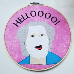 HELLOOOO! Mrs. Doubtfire Embroidery Hoop Art - 6 or 8 inch hoop art or towel - Funny Embroidery Decor Robin Williams Tribute