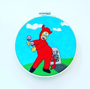 I Am Evil Homer Embroidery Hoop Art - 6 or 8 inch hoop art - Simpsons Embroidery - Funny Embroidery Decor