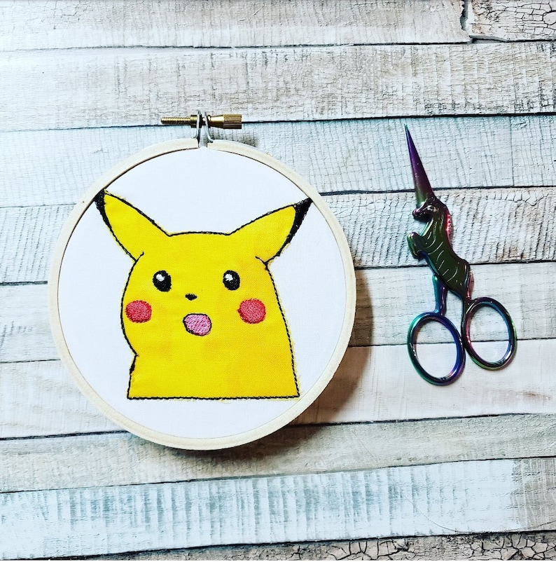 Surprised Pikachu Meme Pokemon Embroidery Pikachu Embroidery Decor Hoop Art Or Towel Pikachu Meme Art Collectibles Embroidery Dekorasyonu Net