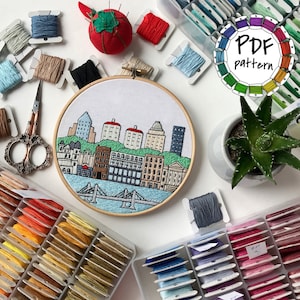 Louisville KY, United States. Hand Embroidery Pattern PDF. DIY Embroidery Art, Housewarming Gift. Free Hand embroidery guide, video tutorial