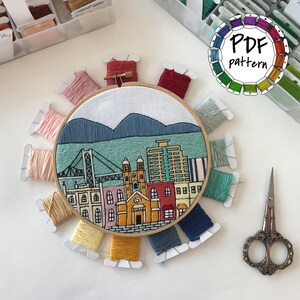 Florianopolis, Brazil. Hand Embroidery Pattern PDF. DIY Embroidery Art, Housewarming Gift. Free Hand embroidery guide, video tutorials