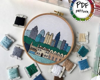 Atlanta GA, United States. Hand Embroidery Pattern PDF with Embroidery Guide and video tutorials