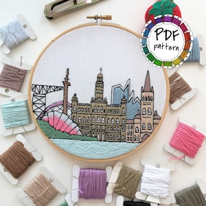 Glasgow, Scotland, UK. Hand Embroidery Pattern PDF. With an embroidery guide and video tutorial