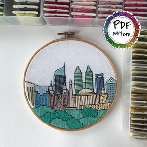 Jakarta, Indonésie. Modèle de broderie à la main PDF. Art de broderie bricolage, cadeau de pendaison de crémaillère. Guide de broderie main libre, tutoriels vidéo