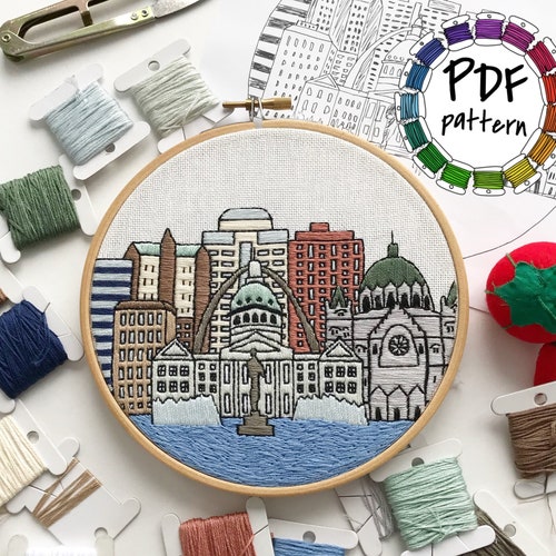 Hong Kong. Hand Embroidery Pattern PDF. DIY. Embroidery Hoop Etsy