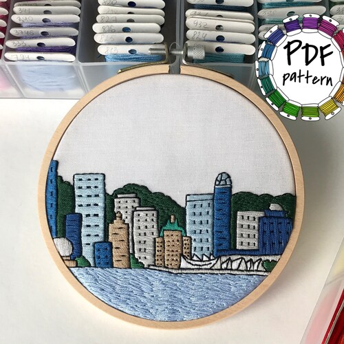 Edmonton Canada. Hand Embroidery Pattern PDF. DIY. Embroidery Etsy