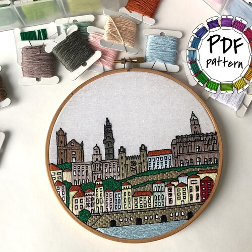 Lisbon Portugal. Hand Embroidery Pattern PDF. DIY. Embroidery Etsy