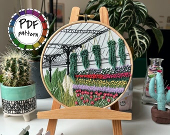 Paris flower market. Hand Embroidery pattern PDF. DIY. Embroidery Hoop art, Hand Embroidery, Wall Decor, Housewarming Gift. Stitch guide