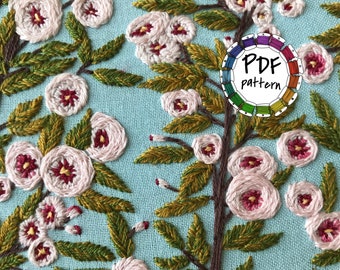 Floral Hand Embroidery PDF Pattern with Video Tutorial (Digital Download)