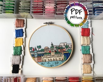 Marrakesh, Morocco. Hand Embroidery Pattern PDF with Embroidery Guide and video tutorials