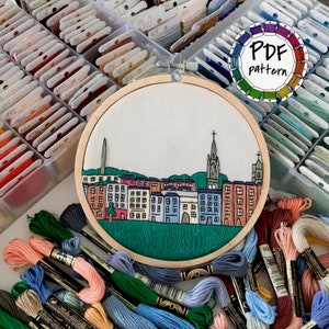 Dublin, Ireland. Hand Embroidery pattern PDF. DIY. Embroidery Hoop art, Wall Decor, Housewarming Gift. Free Hand embroidery guide!