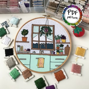 Kitchen garden - January 2021 pattern. Hand Embroidery pattern PDF. DIY. Embroidery Hoop art, Hand Embroidery, Wall Decor. Video tutorial