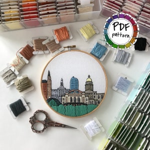 Denver CO, United States. Hand Embroidery pattern PDF. DIY. Embroidery Hoop art, Wall Decor, Housewarming Gift. Free Hand embroidery guide!