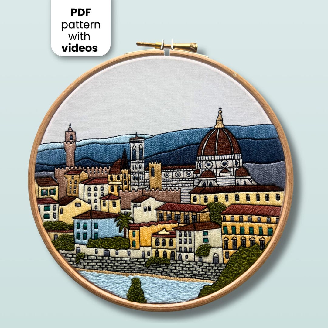 Florence, Italy. Hand Embroidery Pattern PDF With Embroidery Guide