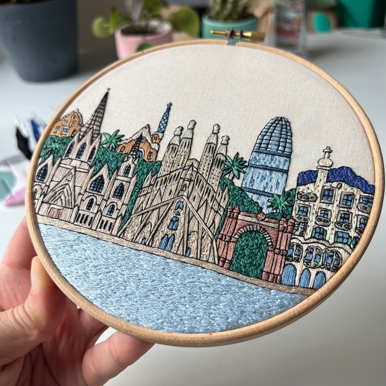 Barcelona, Spain. Hand Embroidery Pattern PDF. DIY Embroidery Art ...