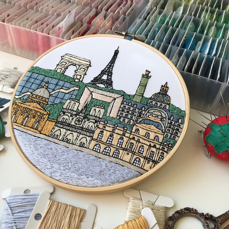 Paris 2 france hand embroidery pattern pdf embroidery hoop  etsy Paris 2 france hand embroidery pattern pdf embroidery hoop  etsy