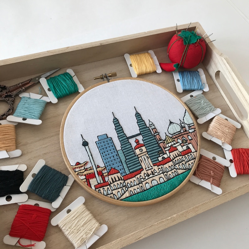 Kuala Lumpur Malaysia. Hand Embroidery Pattern PDF. Etsy