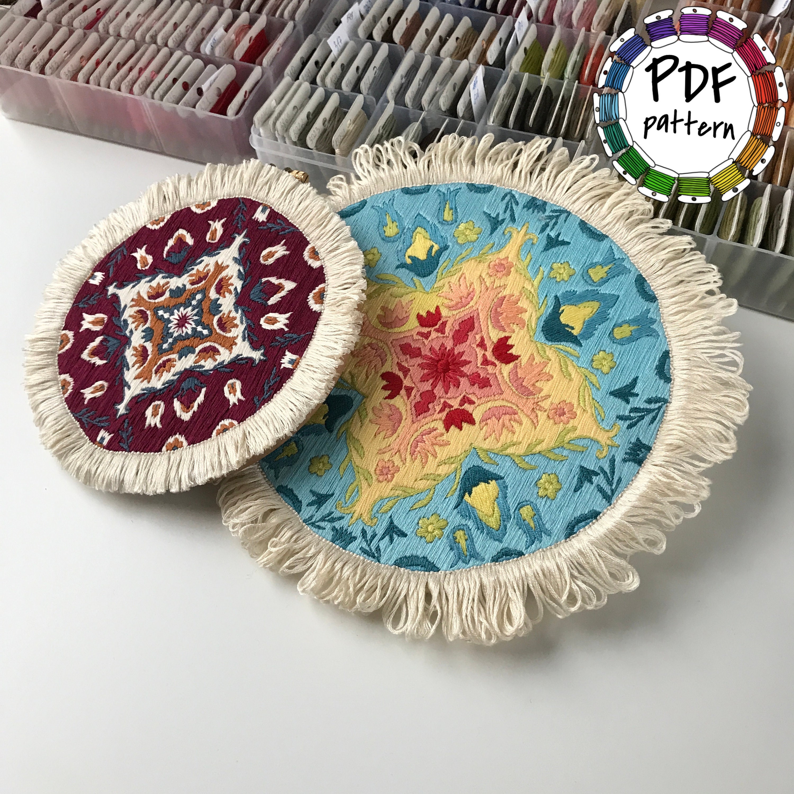 Rug/carpet. Hand Embroidery Pattern PDF With Video Tutorial. Mandala ...