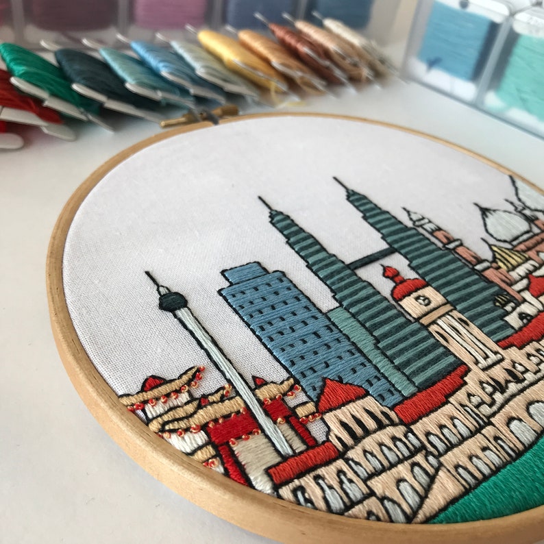 Kuala Lumpur Malaysia. Hand Embroidery Pattern PDF. Etsy