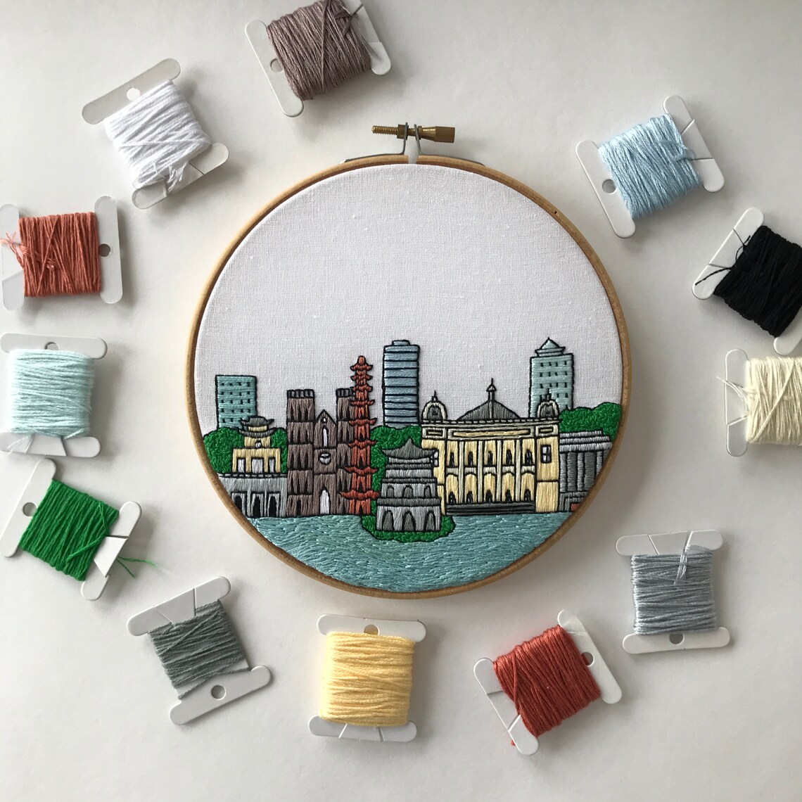 Hanoi Vietnam. Hand Embroidery pattern PDF. DIY. Embroidery Etsy