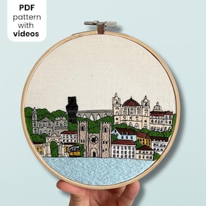 Patrón de bordado a mano de la ciudad de Lisboa (descarga en PDF), arte DIY, dificultad media