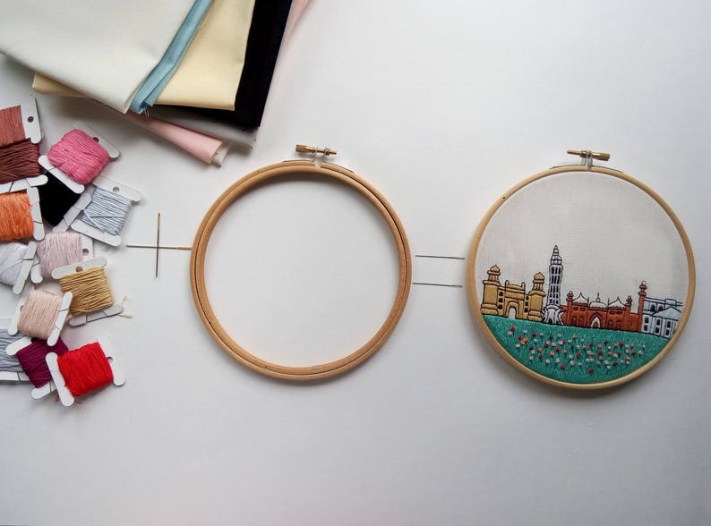 Lahore Pakistan. Hand Embroidery Pattern PDF. Embroidery Hoop Etsy