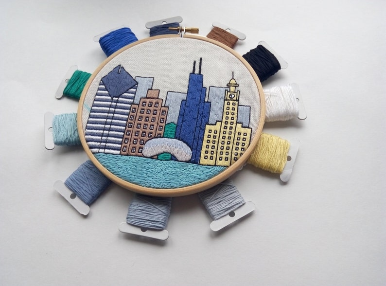 Chicago IL United States. Hand Embroidery Pattern PDF. DIY. Etsy