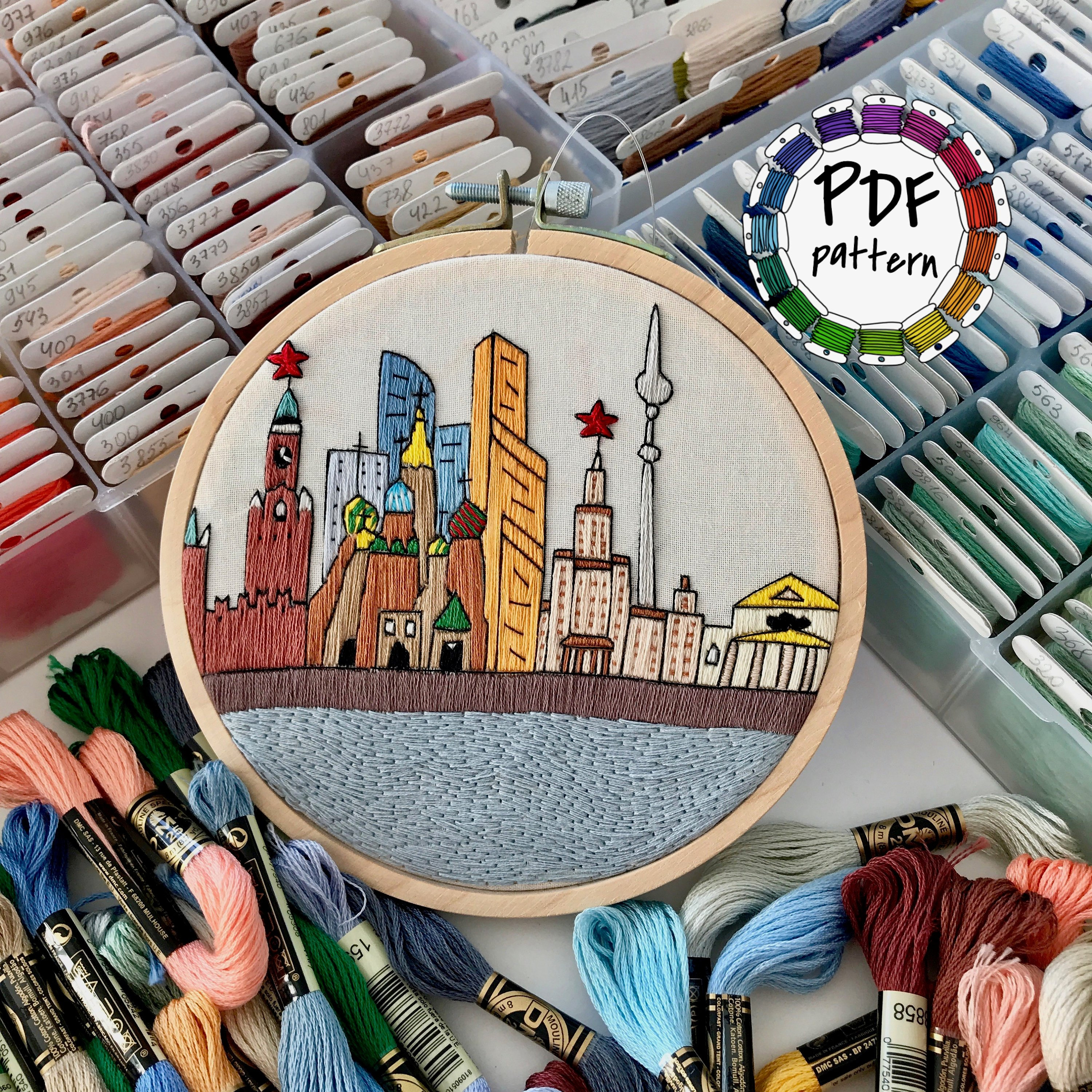 Moscow, Russia. Hand Embroidery Pattern PDF. DIY. Embroidery Hoop Art ...