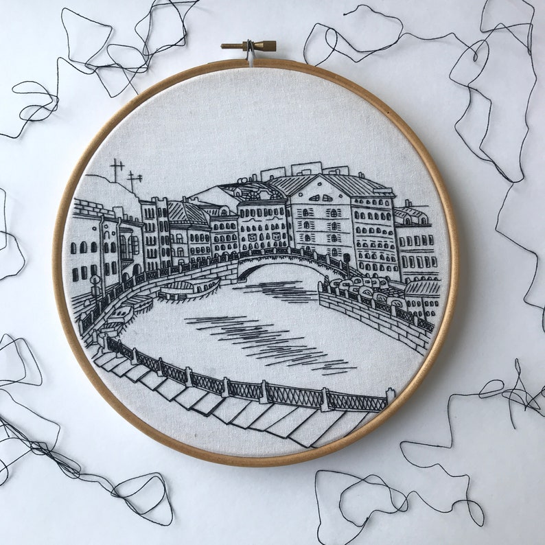 Saint Petersburg B&W Hand Embroidery Pattern PDF. Embroidery Etsy