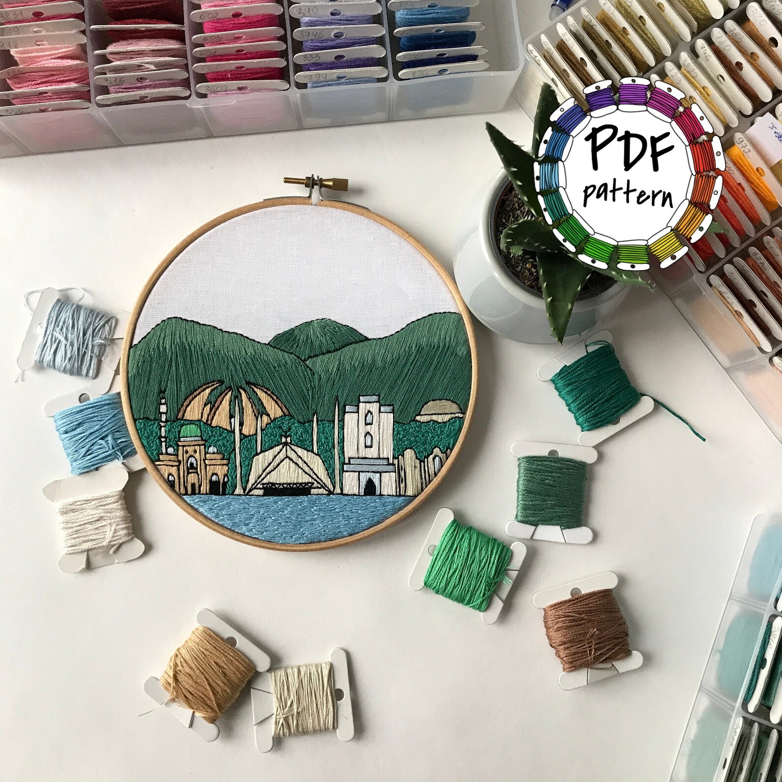 Islamabad Pakistan. Hand Embroidery Pattern PDF. DIY. - Etsy