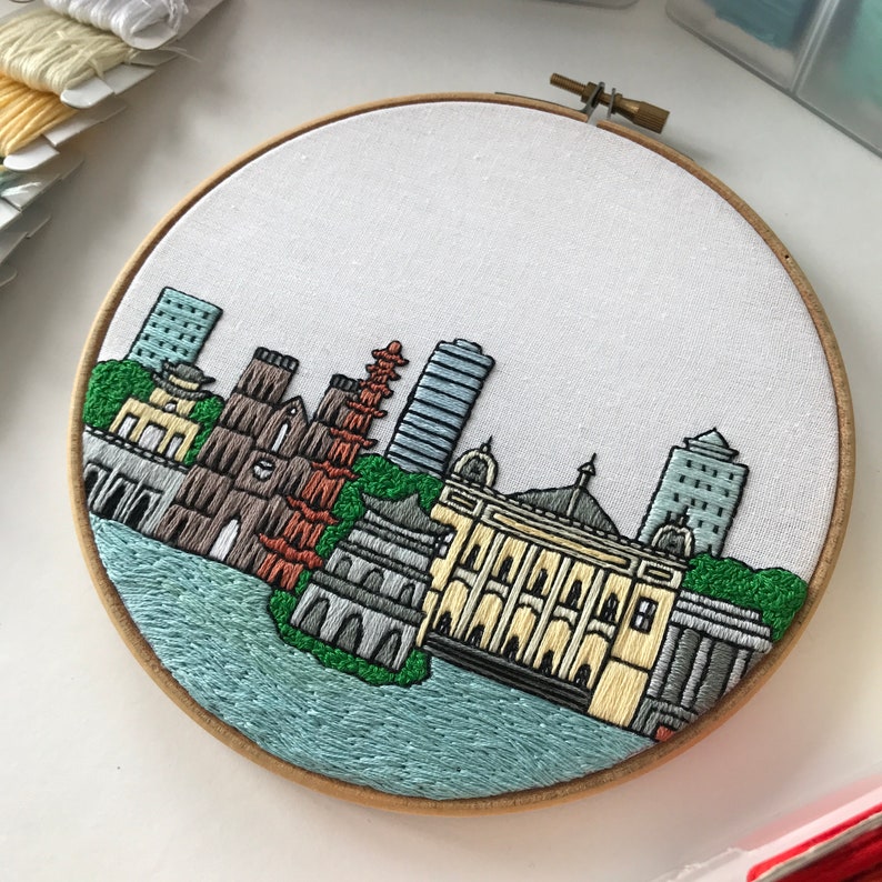 Hanoi Vietnam. Hand Embroidery pattern PDF. DIY. Embroidery Etsy