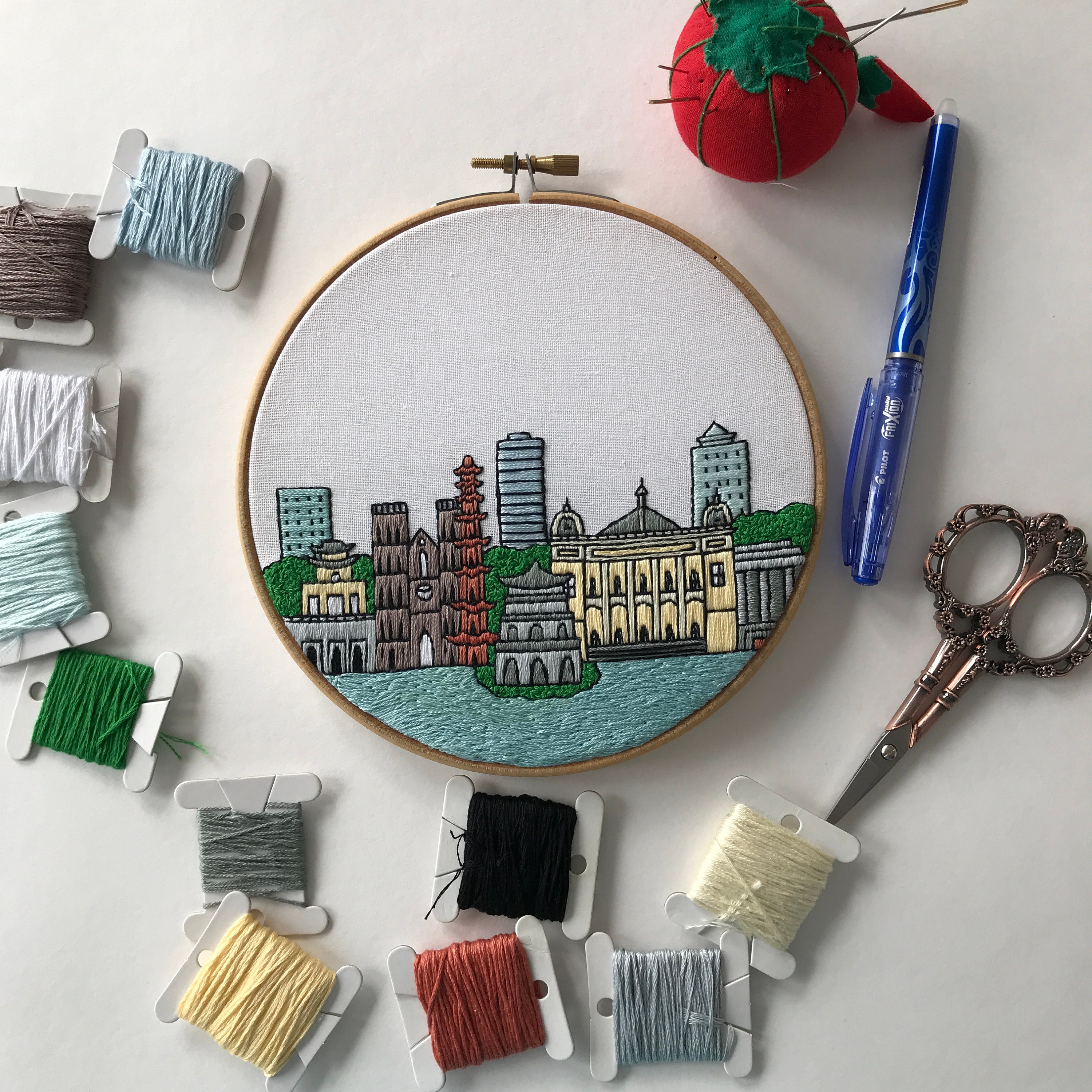 Hanoi Vietnam. Hand Embroidery Pattern PDF. DIY. Embroidery Etsy