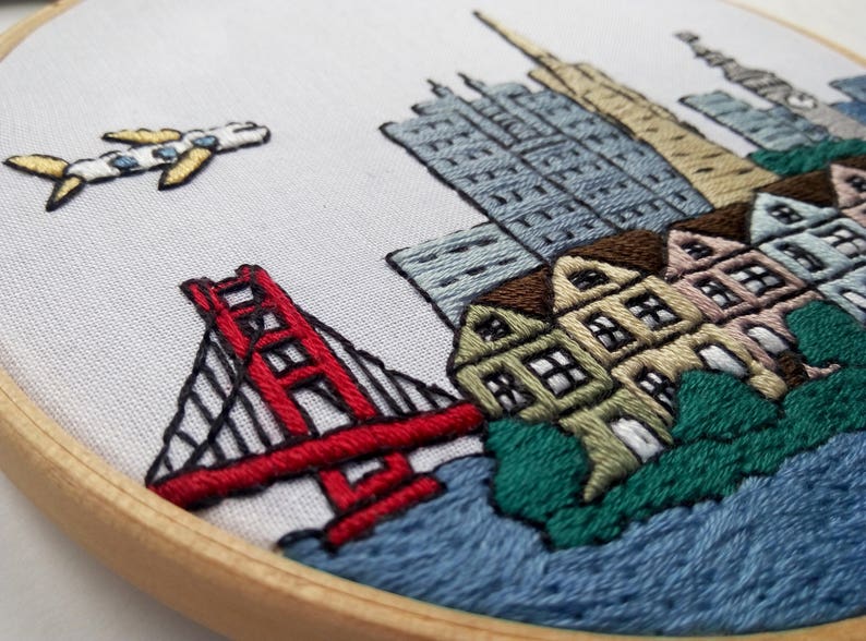 San Francisco CA United States. Hand Embroidery Pattern PDF. Etsy