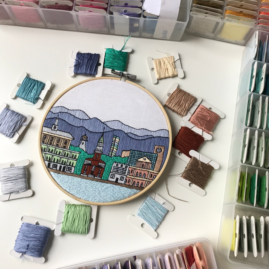 Burlington VT United States. Hand Embroidery pattern PDF DIY. Etsy