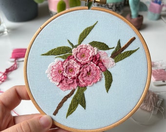 Hoop art. Cherry blossoms embroidery. Embroidery Hoop, Hand Embroidery, Embroidery Hoop Art, Wall Decor, Housewarming Gift.