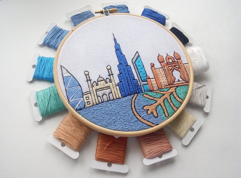 Dubai United Arab Emirates. Hand Embroidery Pattern PDF. DIY Etsy