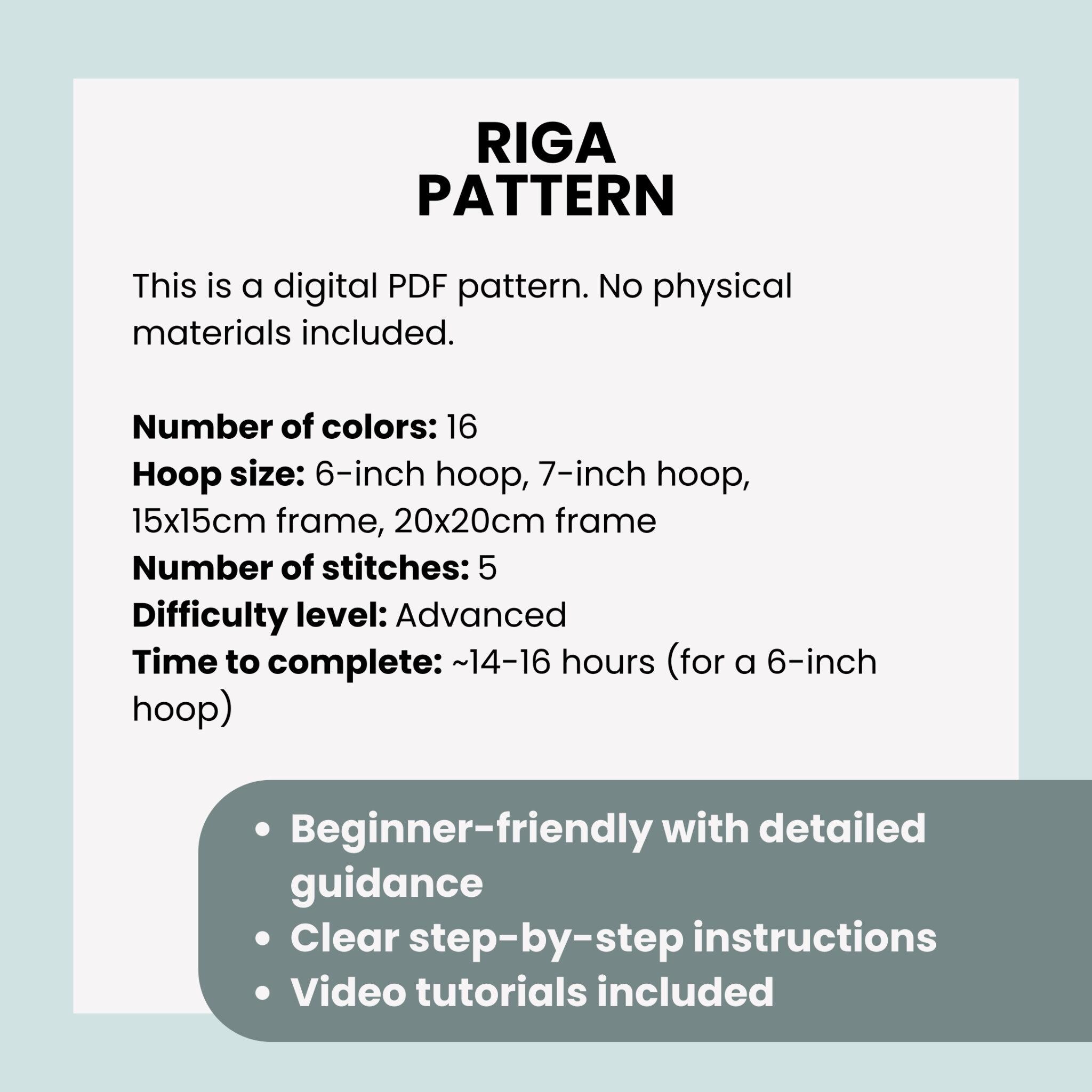 Riga Pattern Riga, Latvia. Hand Embroidery Pattern PDF With Embroidery Guide and ...