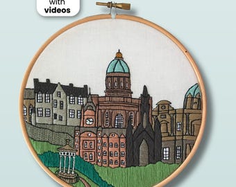 Edimburgo, Escocia, Reino Unido. Patrón de bordado a mano en PDF con guía de bordado y videotutoriales.