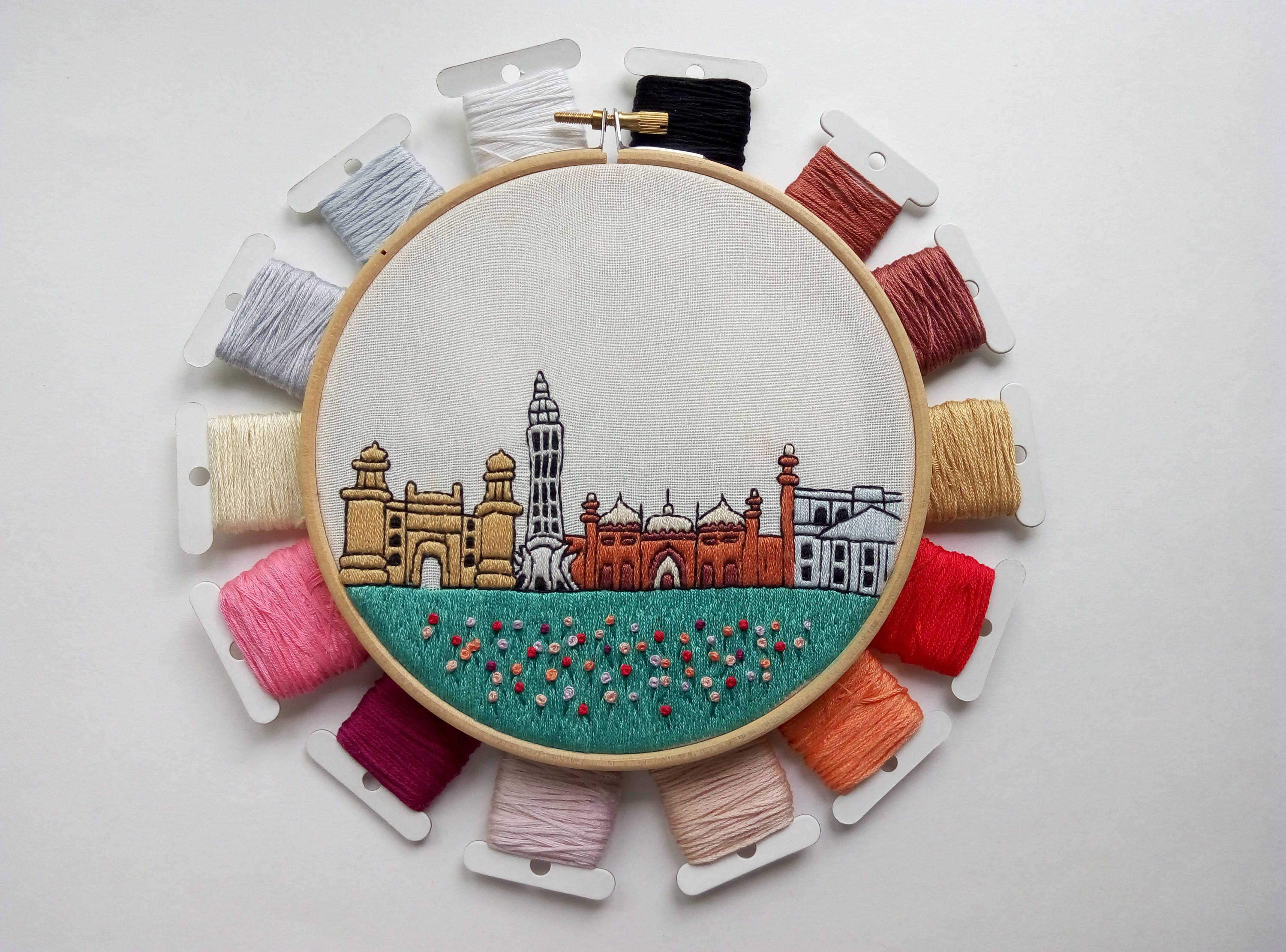 Lahore Pakistan. Hand Embroidery pattern PDF. Embroidery Hoop Etsy