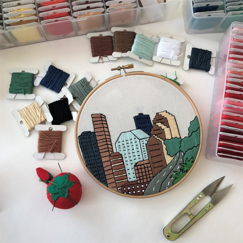 Houston TX United States Hand Embroidery Pattern PDF. DIY. Etsy