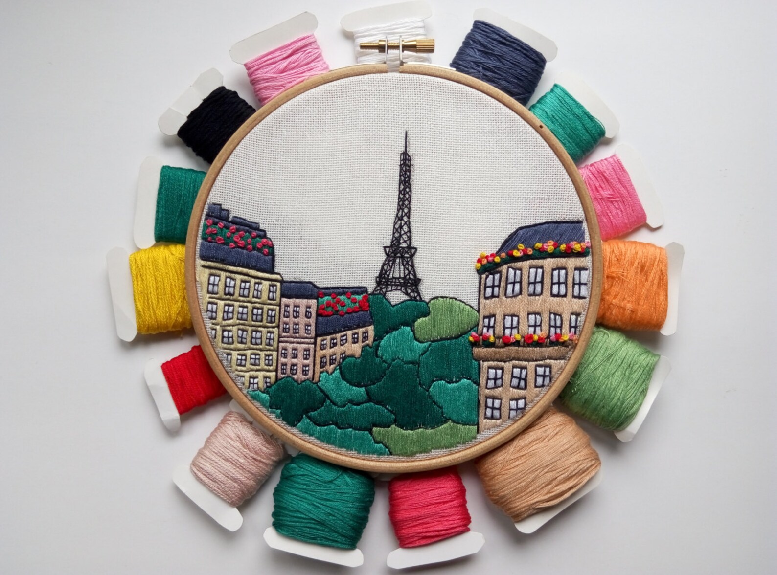 Paris France. Hand Embroidery pattern PDF. Embroidery Hoop Etsy
