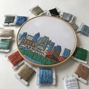 Montreal, Canada. Hand Embroidery pattern PDF. DIY. Embroidery Hoop art, Wall Decor, Housewarming Gift. Free Hand embroidery guide image 3