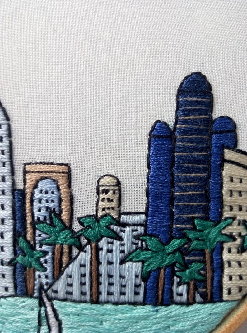 Doha Qatar Hand Embroidery Pattern PDF DIY Embroidery Hoop | Etsy