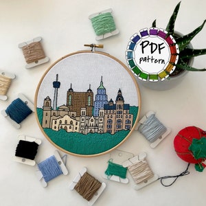 San Antonio TX, United States. Hand Embroidery pattern PDF. Embroidery Hoop art. DIY Wall Decor, Housewarming Gift. Free embroidery guide