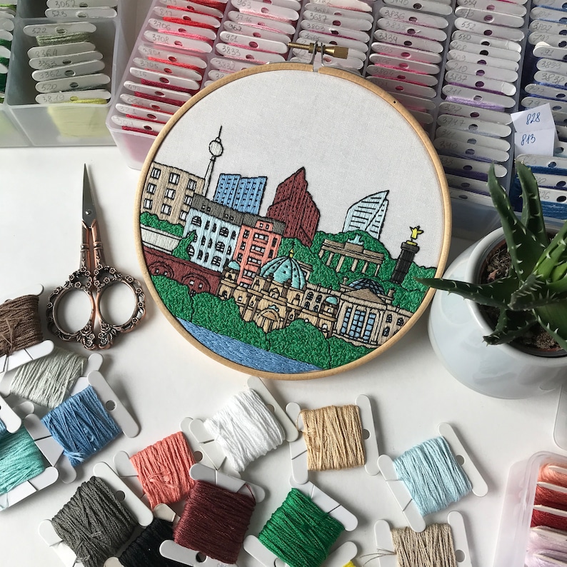 Berlin Germany Hand Embroidery pattern PDF. DIY. Embroidery Etsy