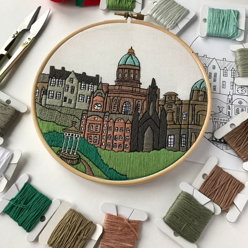 Edinburgh Scotland United Kingdom. Hand Embroidery pattern Etsy