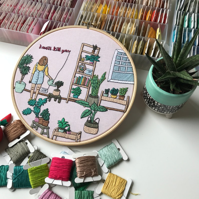 Girl and Plants Embroidery Pattern: DIY Hoop Art (PDF Pattern) - Etsy